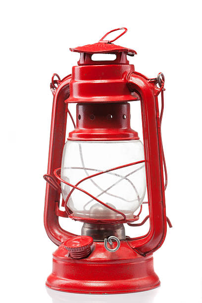 istock Red vintage gas lamp isolated on white 460819073