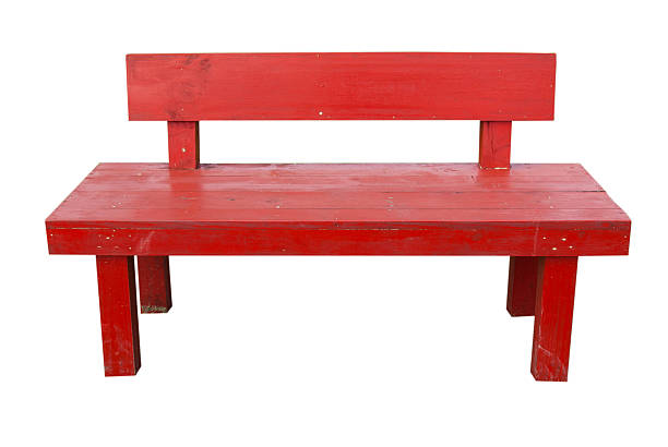 istock Red wooden bench isolated on white background 460823897