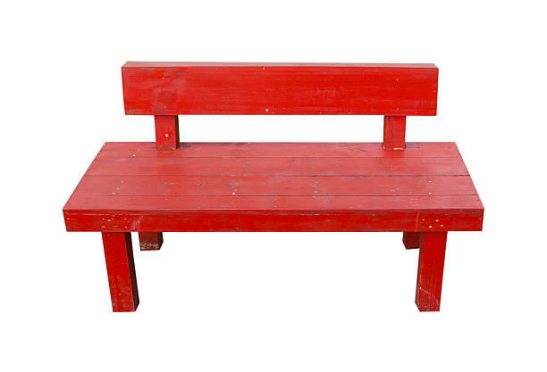 istock Red wooden bench isolated on white background 460823903