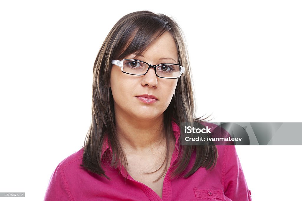 Женщина с очки - Стоковые фото Белый фон роялти-фри