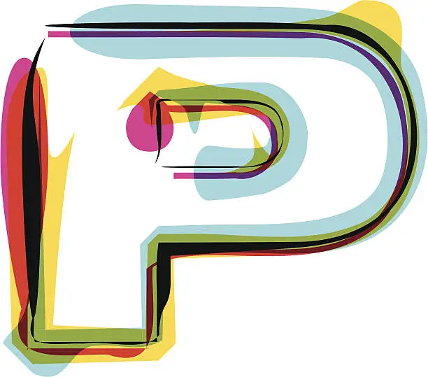 Vector illustration of colorful font letter P