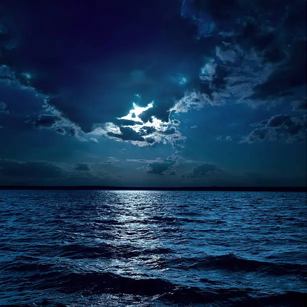 Photo of moon light over darken water