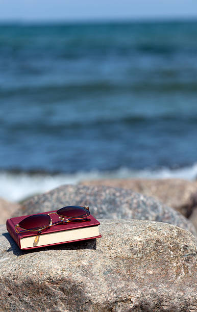 istock Book and Sun glasses lies on a rock 460842971
