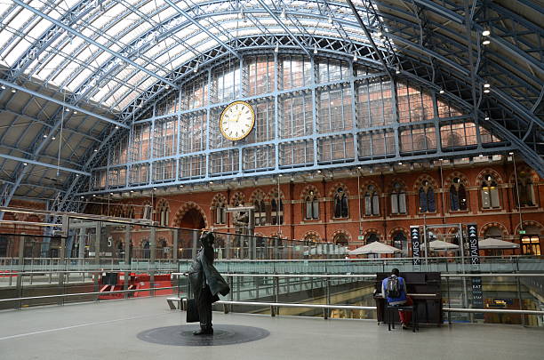 At the hall of St Pancras Railway Station stock photo