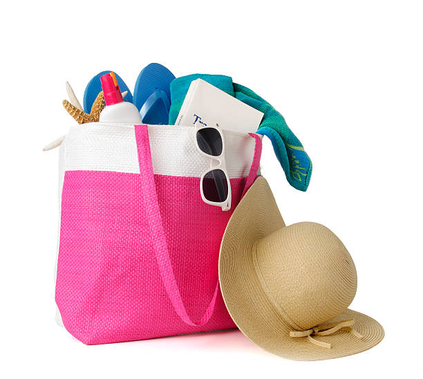 beach bag - strandtasche stock-fotos und bilder