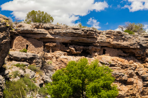 A limestone sinkhole near rimrock, AZ with an underground spring and cliff dwellings