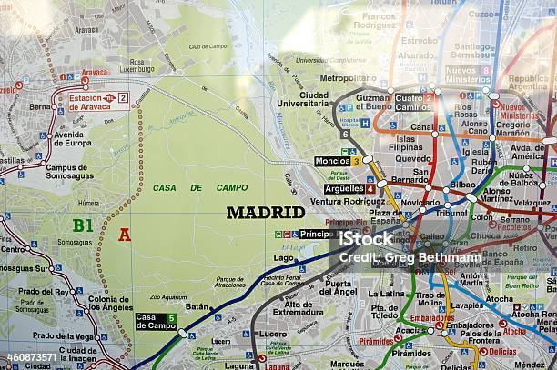 Mapa De Madrid Foto de stock y más banco de imágenes de Madrid - Madrid, Mapa, Alfiler