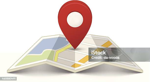 Map With A Pin Stock Illustration - Download Image Now - Map, Direction, Famous Place