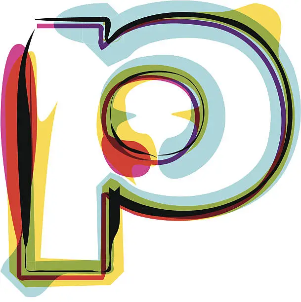 Vector illustration of colorful font letter p