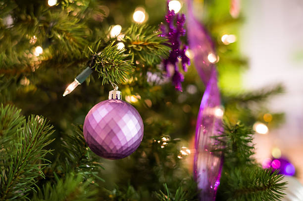 Christmas decorations on a tree stock photo