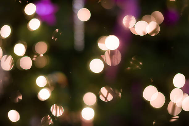 Holiday background with blurred lights stock photo