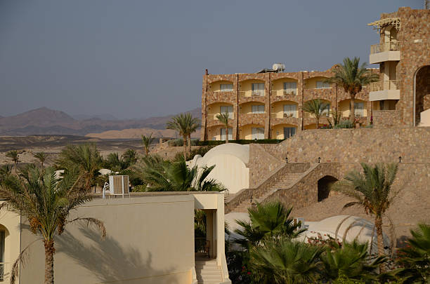 White building hotel with pattern window block design