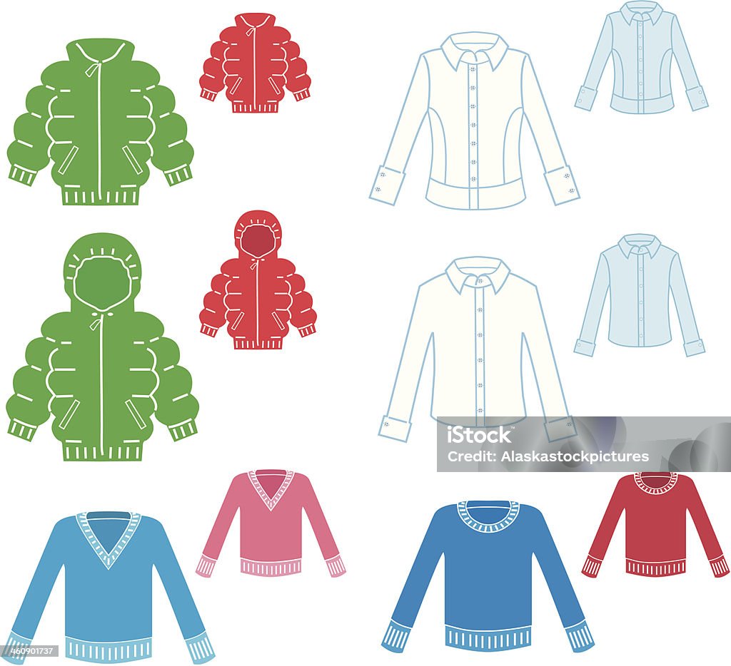 clothes (6Varios; colored).Clothes organisation. Bib Collar stock vector