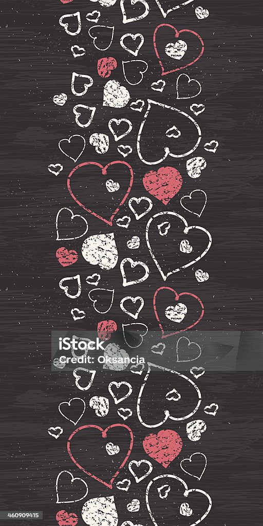 Chalkboard art coeur fond frontière de motif sans couture verticale - clipart vectoriel de Amour libre de droits