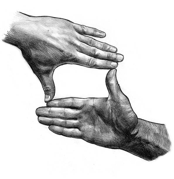 Hand Frame Hand Frame -- pencil drawing Hand Frame finger frame stock illustrations