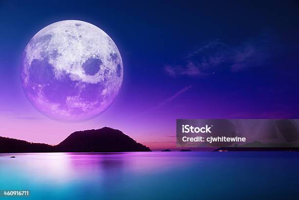 Moonlight Beach Stock Photo - Download Image Now - Clear Sky, Coastline, Dawn