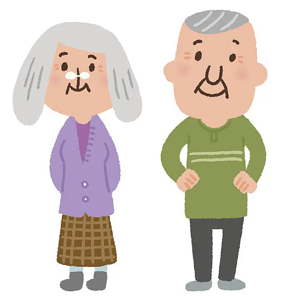 Vector illustration of family elderly couple