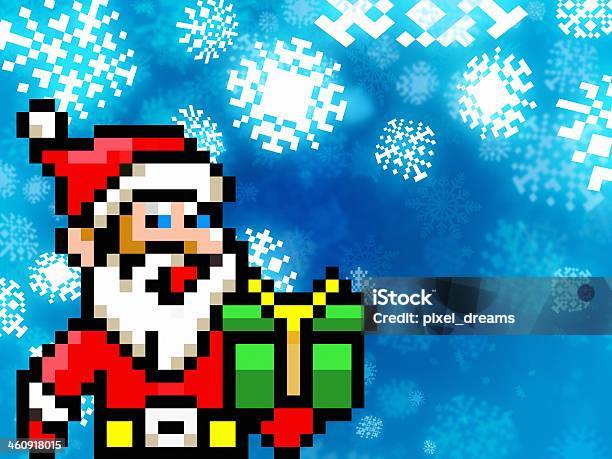 Santa Claus Retro Pixel Game 8bit Style Background Stock Illustration - Download Image Now