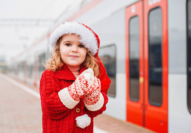 istock Little girl Santa travelling 460918493