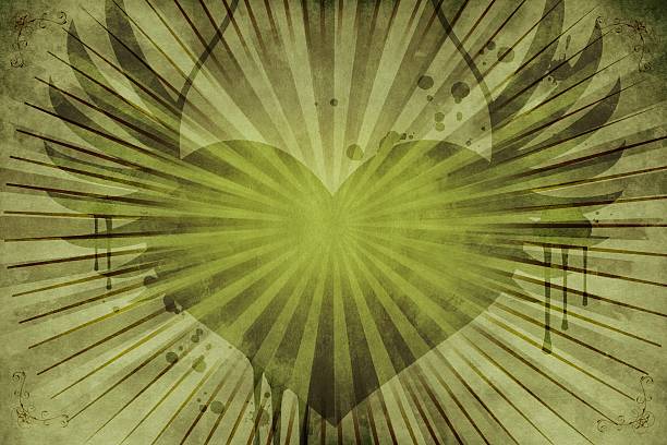 Green Floral Vintage Heart vector art illustration