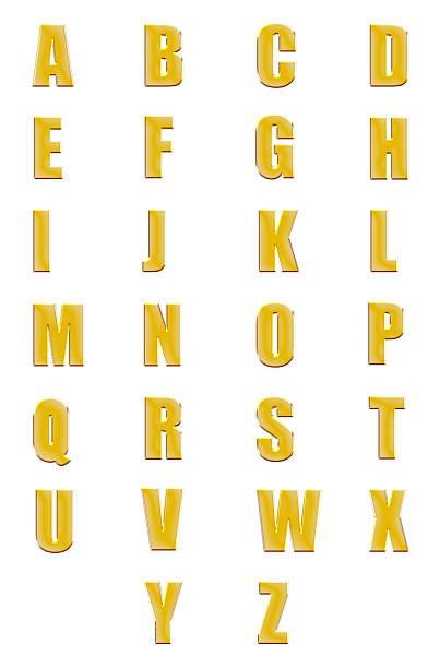 золотой шрифты set или коллекция изолированных - letter f franc sign alphabet typescript стоковые фото и изображения