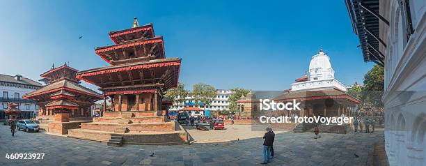 Piazza Durbarkathmandu Panorama Sito Patrimonio Dellumanità Unesco Landmark Nepal - Fotografie stock e altre immagini di Piazza Durbar - Kathmandu