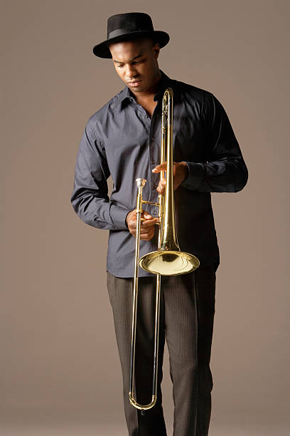 istock Serious African American Man With Trombone 460938269