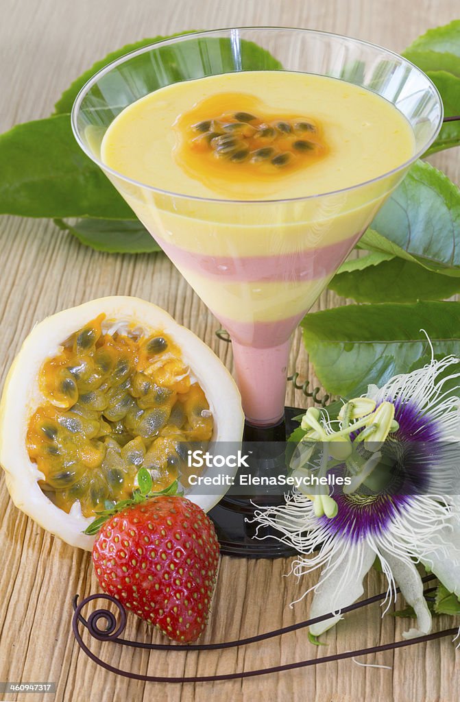 Passion fruit and strawberry mousse Berry Fruit Stock Photo