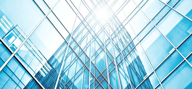 istock Panoramic and perspective wide angle view to steel blue backgrou 460954159