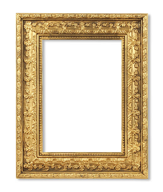 アンティークゴールドフレームには、白背景 - picture frame frame gold gilded ストックフォトと画像