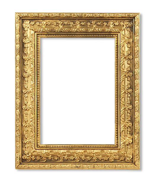 antique gold frame on the white background