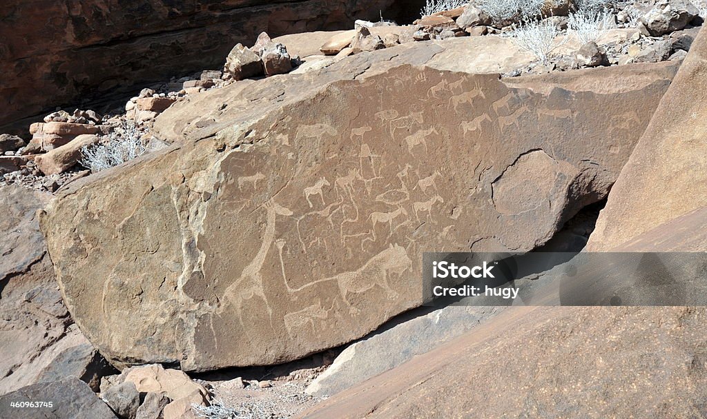Antiga arte rupestre, Namíbia - Foto de stock de Animal royalty-free
