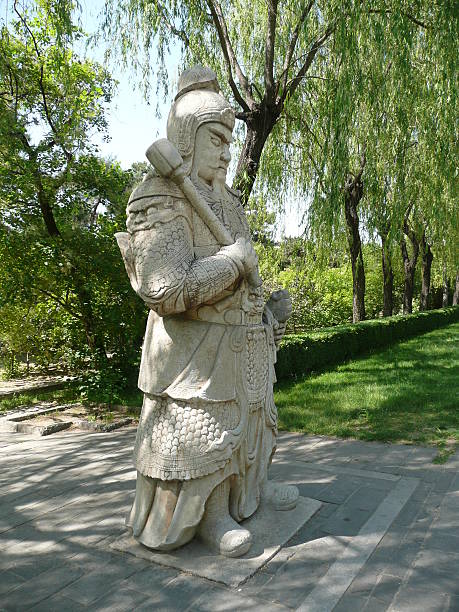 Warrior statue at the Big Buddha complex, Lantau island, Hong Kong, China, Asia.