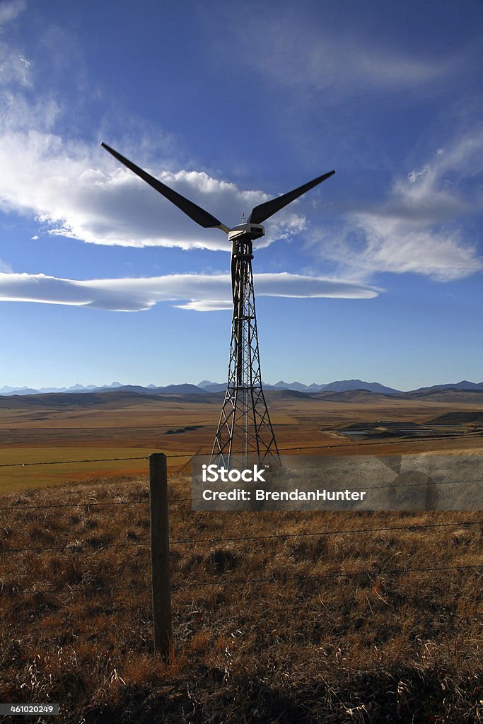 Hilltop Power Wind power harnessed in southern Alberta.  Alberta Stock Photo