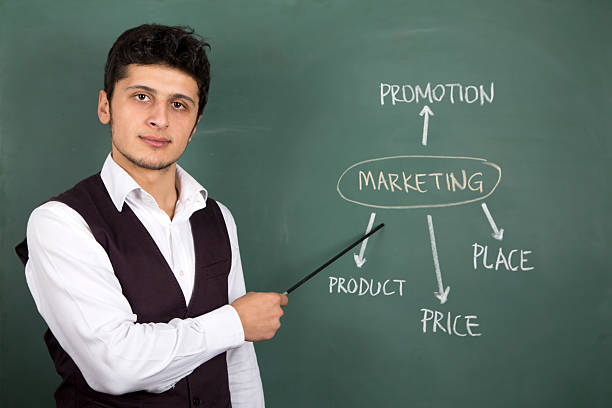 istock Businessman Showing Marketing Plan on Blackboard 461027693