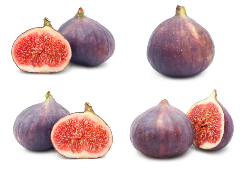 Collection of fresh fig fruits isolated on white background