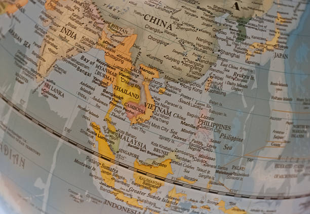 South East Asia countries map on a globe South East Asia countries map on a globe association of southeast asian nations photos stock pictures, royalty-free photos & images