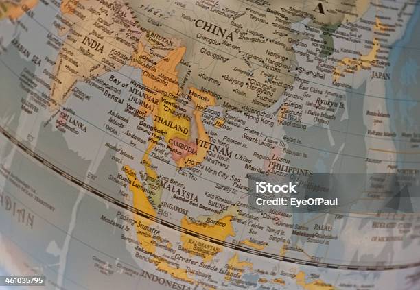 South East Asia Countries Map On A Globe Stock Photo - Download Image Now - Map, Asia, Association of Southeast Asian Nations