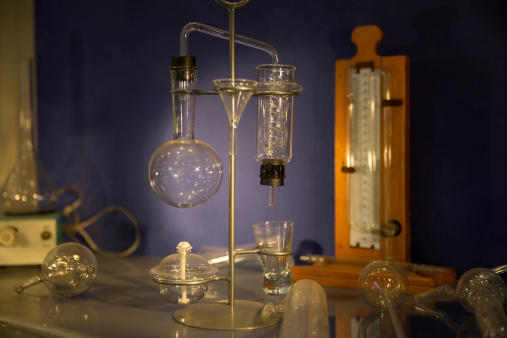 old style test tubes in chemistry laboratory