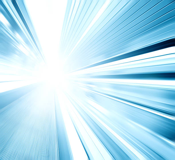 istock Perspective wide angle view of modern light blue illuminated and 461041731