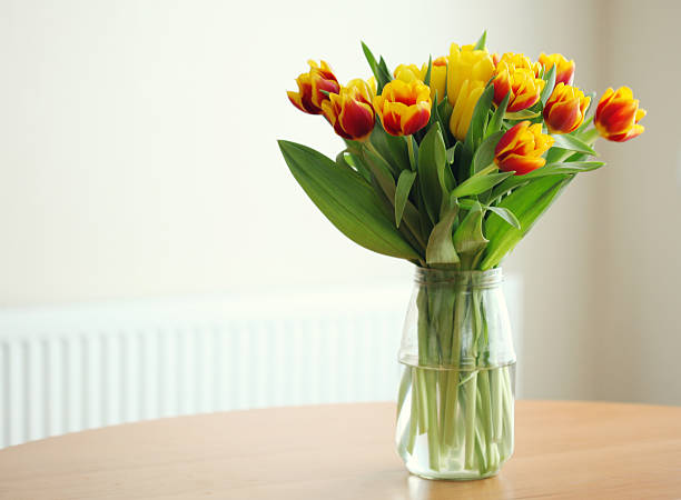 istock vase of tulips on table 461045631