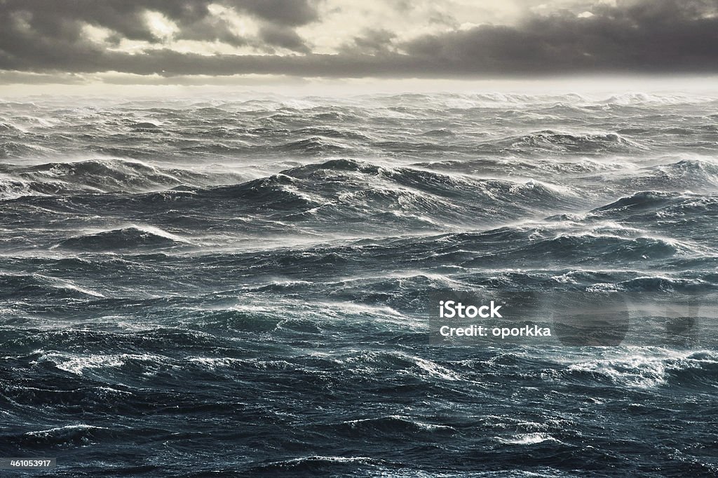 Waves Stormy Winds Leveling Huge Waves Flat Sea Stock Photo