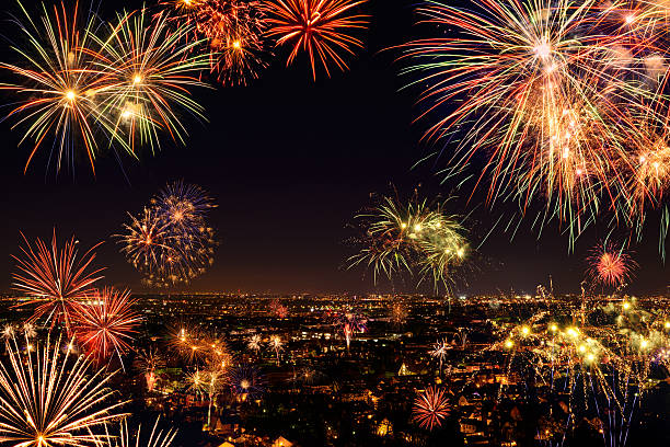istock Whole city celebrating with fireworks 461060915