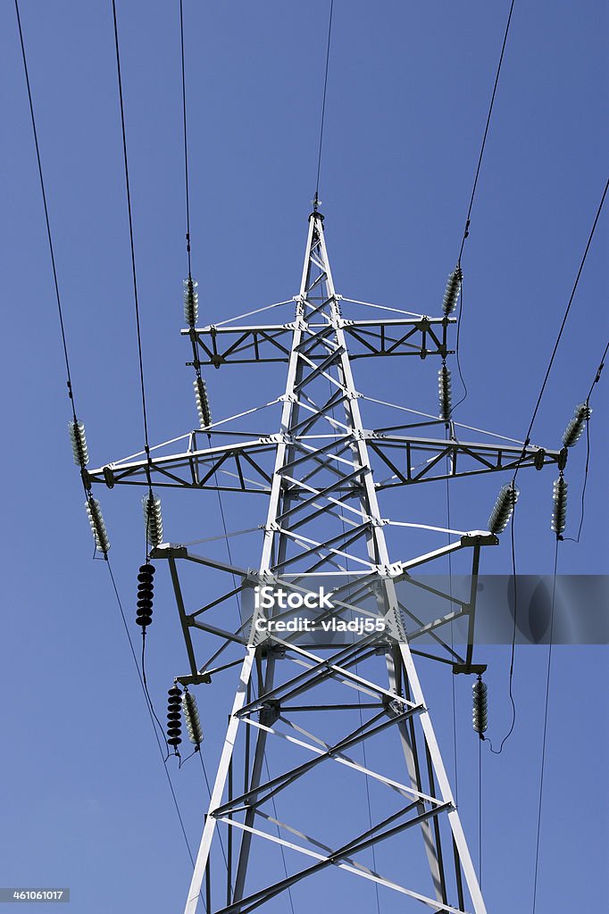 electric pylon electric pylon in the center of Moscow, Russian Cable Stock Photo