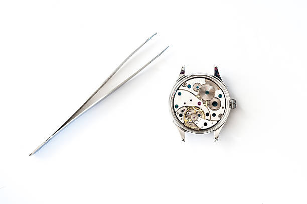 riparazione di orologi - watch maker work tool repairing watch foto e immagini stock