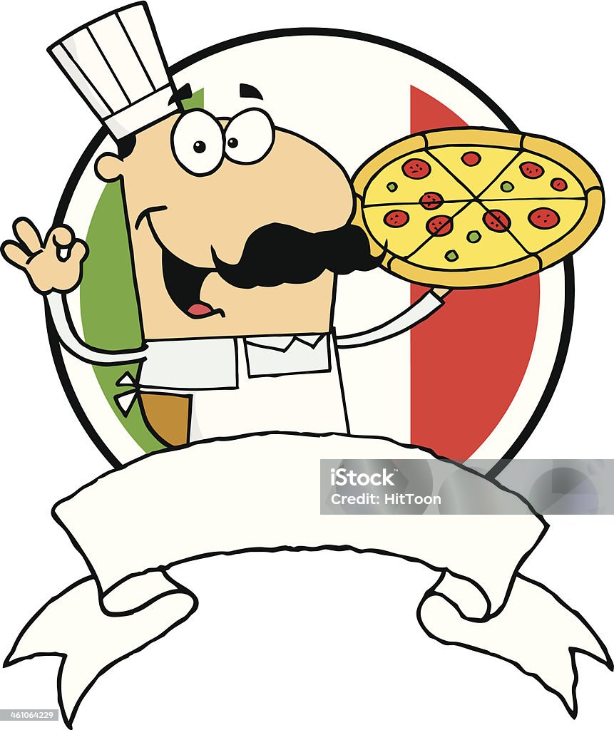 Happy Chef Holding A Pizza With Background Similar Illustrations: Adult stock vector