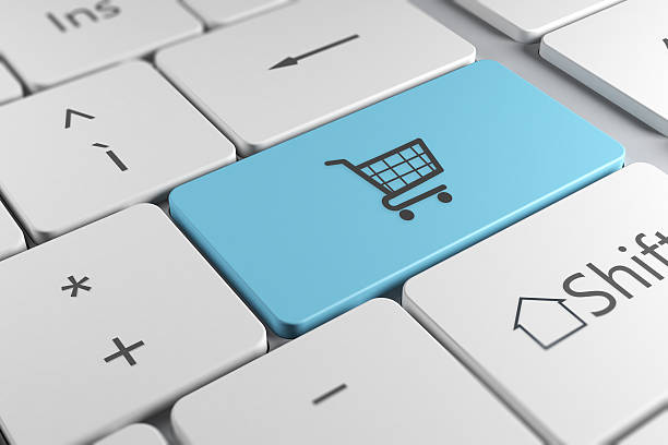 istock Stylish keyboard close up view with shopping chart key 461064735