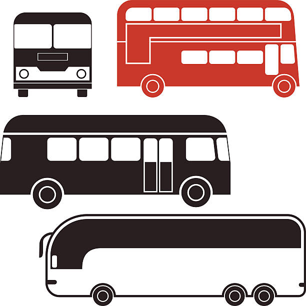 ilustraciones, imágenes clip art, dibujos animados e iconos de stock de de autobús - bus coach bus tour bus isolated