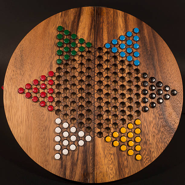 Chinese Checkers View of Wooden Chinese Checkers Set chinese checkers stock pictures, royalty-free photos & images
