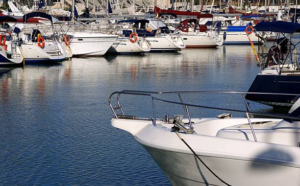 istock White boats on port in spring 461066273